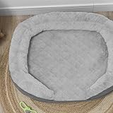 PawHut Hundesofa Hundecouch, Waschbarer Bezug, Haustiersofa mit Rückenlehne und Holzbeine, Katzensofa, Hundbett für mittelgroße Hunde unter 25 kg, 90cm x 78cm x 25cm, Grau