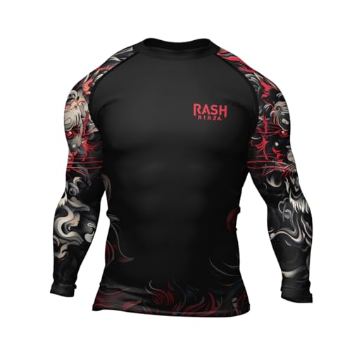 Lion Compression Shirt Rash Guard Men's Jiu Jitsu BJJ Long Sleeve Rashguard Shirt for MMA Grappling2