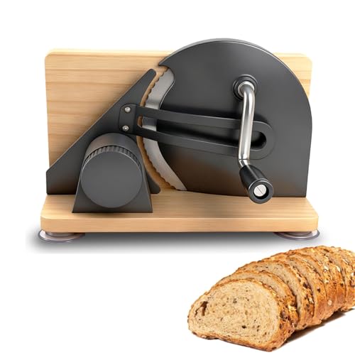 Cortador de Pan,Máquina de Cortar pan Manual,Corta Fiambres Casa,Corta Fiambres Casa,Material de Acero Inoxidable 304, con Escala,Grosor de Rebanada Ajustable, Adecuado para Queso,Pan y Verduras.