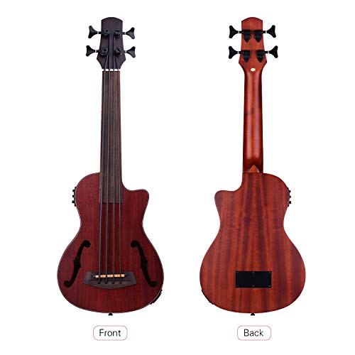 Image of 30 Inch Cutaway U-Bass UBass Wooden Electric Acoustic Bass Ukulele Ukelele Built-in EQ Tuner with F Sound Holes