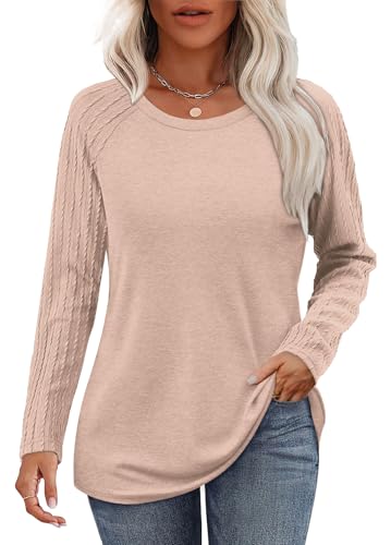 Image of OFEEFAN Long Sleeve Shirts for Womens Fall Fashion 2026 Crewneck Oversized Sweatshirt Tunic Tops to Wear with Leggings