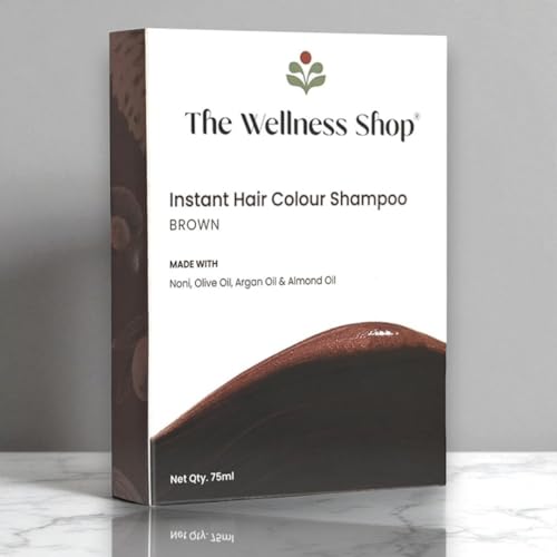 The Wellness Shop Instant Brown Hair Color Shampoo + Conditioner (75ml) – Quick & Easy Gray Coverage – 3-in-1 Natural Hair Dye for Men & Women – No Ammonia – Soft, Shiny Hair in 20 Minutes
