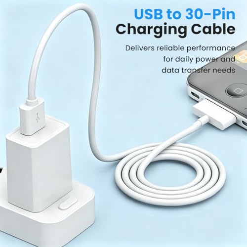 Image of Verilux 1M /3.3FT 30-Pin to USB 2.0 Charging Cable & Data Sync for iPhone 4 /4S /3G /3GS /iPad 3 /2 /1, Nylon Braided for iPhone charger wire Compatible with iPod Nano 6th /5th, iPod Touch 4th /3th, White