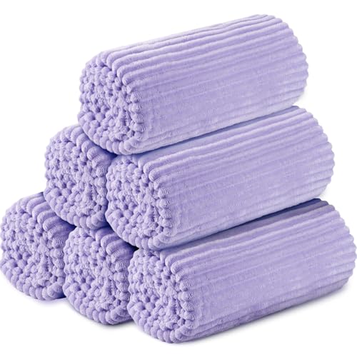 Buryeah 6 Pcs Flannel Throw Blankets Bulk Outdoor Wedding, Light Purple