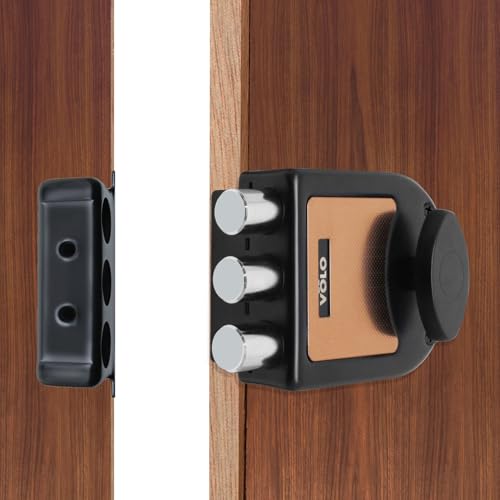 Image of VOLO Heavy Duty Tri-Bolt Rim Lock - Secure Dead Lock with Keys for Main Door, Single & Double Doors, Left & Right-Handed Use - Ideal for Home & Office (Pack of 1) (MT-05 (Rosegold Black))