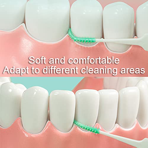 ILantule 200 Stück Interdentalbürste Weiche Silikon adaptive,Doppelseitige Interdentalbürsten aus Silikon Zahnbürste zur Reinigung Schmaler Interdentalzähne(Grün)