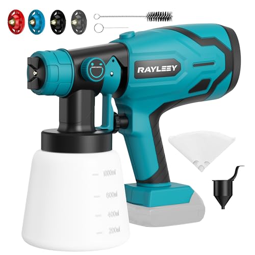 Cordless Paint Sprayer for Makita 18V Battery 600W Power Sprayer with 4 Metal Nozzles & 3 Spray Patterns Adjustable Spray Width Sprayer Gun for Fence Furniture Cabinets Walls (No Battery)