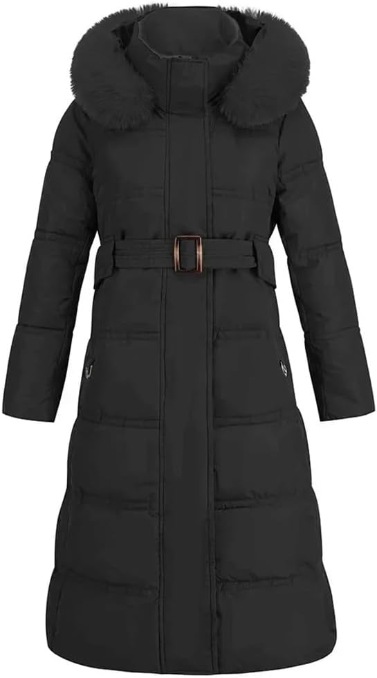 Women's Winter Coat Warm Long Collar Hooded Jacket Padded Clothing