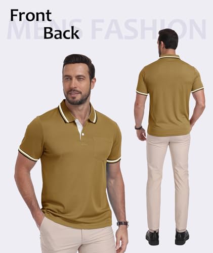 Image of ZITY Men Polo Shirts Short Sleeve with Pocket Golf Polo Wicking Shirts for Men Casual Collared T-Shirts