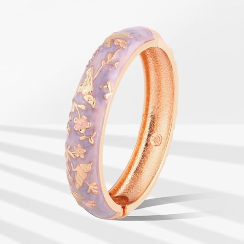 UJOY Colors Handcraft Jewelry Cloisonne Bracelet Enamel Bird Spring Hinged Womens Bangles Gifts Box 55C49 purple - Image 5