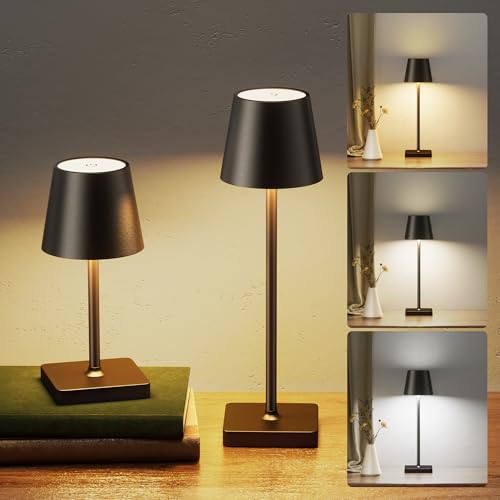 JACKYLED Rechargeable Table Lamp, 3600mAh Portable LED Cordless Lamp, 3 Adjustable Heights, Smooth Dimmable in 3 Colors, Waterproof for Bedroom, Dining, Outdoor (Black 2 Pack) - Cosy Home Interiors JACKYLED Rechargeable Table Lamp, 3600mAh Portable LED Cordless Lamp, 3 Adjustable Heights, Smooth Dimmable in 3 Colors, Waterproof for Bedroom, Dining, Outdoor (Black 2 Pack)