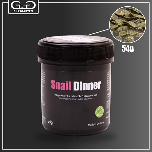 GlasGarten Snail Dinner | 54g – Premium Schneckenfutter, Hauptfutter für Süßwasser-Schnecken, aus 100% natürlichen Zutaten gepresst, schonend getrocknet