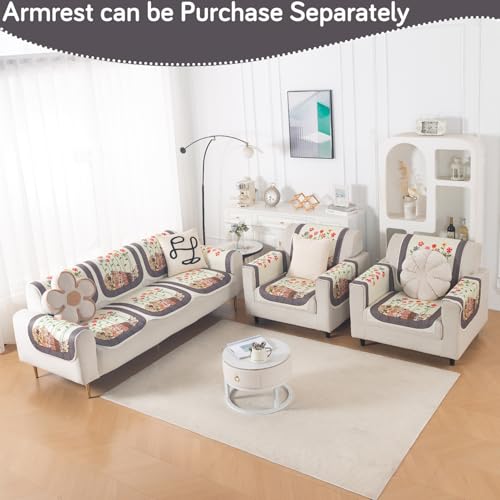 Image of HOKIPO HeavenHue Sofa Cover 5 Seater Panel Set 3+1+1, Floral Patchwork