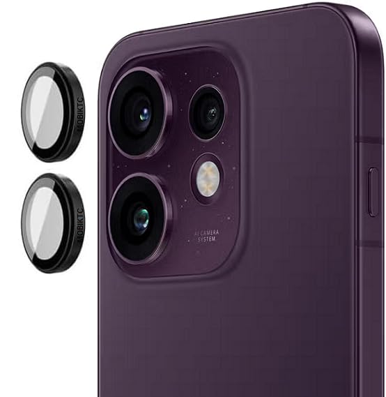 Image of [2 Pack Camera Lens Protector for Oppo Reno 16C 5G Tempered Glass Metal Camera Rings / /Anti-Scratch /Case Friendly [Black]