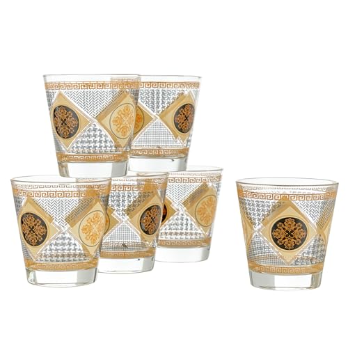 Baroni Home Set 6 verres à Eau avec Décoration Imprimée Colorée, Verres Colorés MADE IN ITALY, Verres Lavables au Lave-Vaisselle, 25 CL, Fantaisie Domus