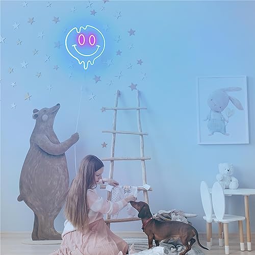 Image of Smiley Face Neon Sign Dimmable Neon Signs for Wall Decor 12.2x12.2 Inch Neon Sign Preppy Room Decor Led Signs for Teen Girls Bedroom Dorm Wall Decor Dorm Aesthetic Smiley Face Decor