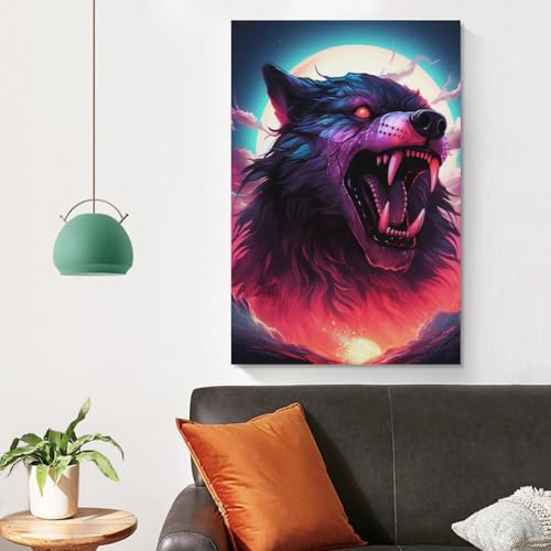 Image sur toile loup pour décoration de chambre ambiance nature