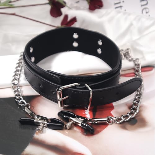 Nipple Rings with Choker Necklace for Women Adjustable Body Chain Non Piercing Nipple Jewelry Set of 22