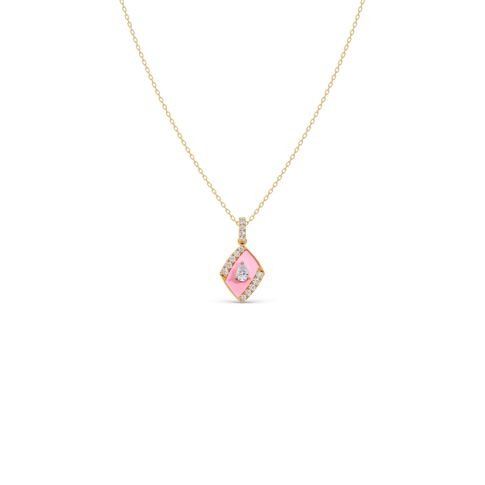 0.3 ct Lab Grown Diamond Pendant for Women | 9KT Yellow Gold BIS Hallmark | SGL Certified Pink Enamel Kite Gold Pendant of Cotton Candy Collection | Chain not Included-image-32
