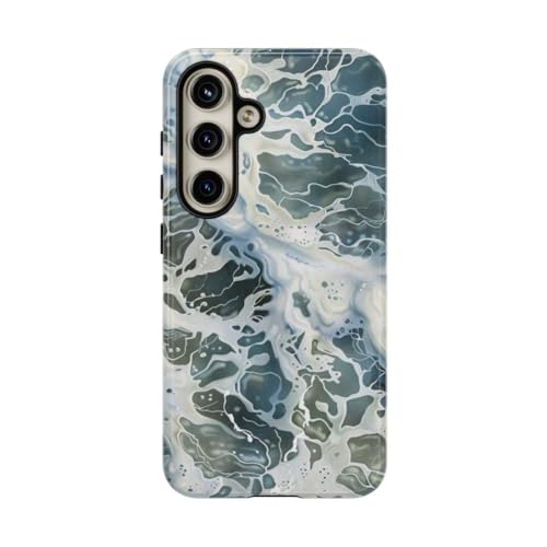 Coque rigide brillante Samsung S24 bleu motif aquatique haute définition