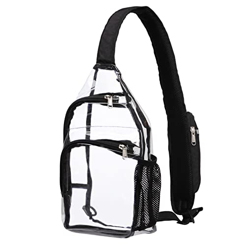 Lorbro Clear Sling Bag Stadium Approved, Clear Crossbody Shoulder Bag, One Strap Chest Backpack For Men & Women, Sporting Event, Concert, Hiking (Clear-1) #TOP6