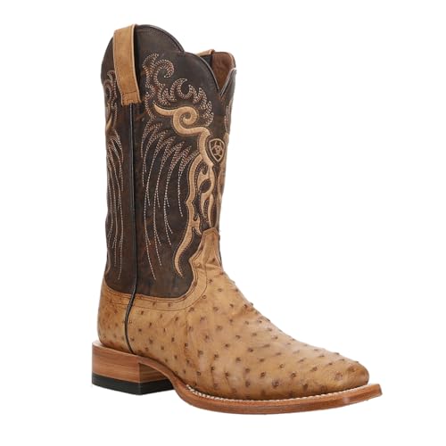 Ariat Men's 12" Brown Rio Full Quill Ostrich Square Toe Western Boots2