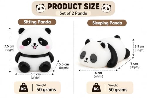 Image of Cubbie Cute Sleeping & Sitting Panda Night Light Lamp Battery Operated Table and Desk Decorations Gift Pandas (Pack of 2)