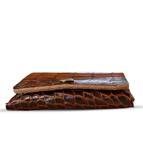 Image of Strutt Croc Textured Genuine Leather Batua Wallet for Men & Women | Handcrafted Tan Leather Cash & Card Holder | Snap Button Closure | Compact Ethnic Money Pouch