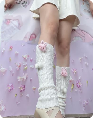 Lolita knitted Leg Warmers for Women Teen Girls Kawaii Japanese Harajuku High Boot Socks Long Leg Cover Stockings3