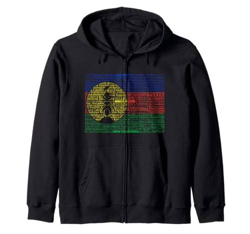 Kanaky Flag Map, Nueva Caledonia en Idiomas del Mundo Sudadera con Capucha