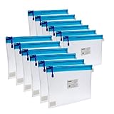 Zipper File Bags,izBuy 12Pcs A4 Zipper Storage Bags With Label Pocket Organizer Waterproof for Term Papers,Document,Newspapers,Business Receipts,Magazines School Office Supplies