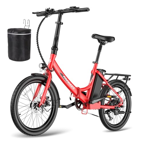 Fafrees E-Bike Klapprad 20 Zoll, Elektrofahrrad Ebike Herren 36V 16.75Ah Akku, E-Fahrrad Damen 250W, Pedelec 25km/h, Reichweite bis zu 130 km, F20 Light (Fahrradkorb, Rot)