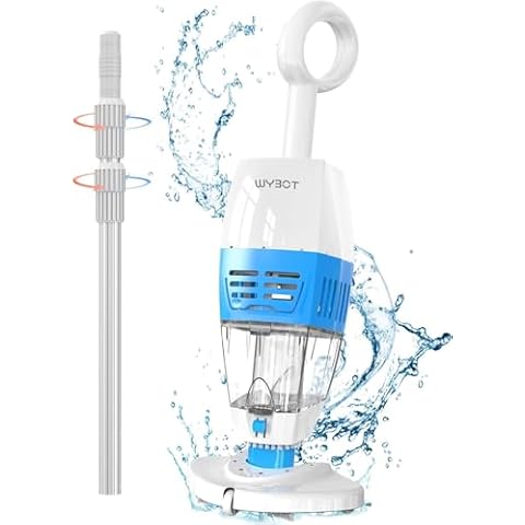(2024 Upgraded) WYBOT Handheld Pool Vacuum with Telescopic Pole, Cordless Rechargeable Pool Vacuum with 60 Mins Runtime, Deep Cleaning for Small Above & Inground Pools/Hot Tub/Spa, Blue Cover
