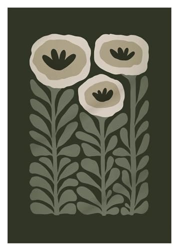 Affiche botanique rétro rose et verte peinture sur toile déco murale moderne salon abstraite 20x30