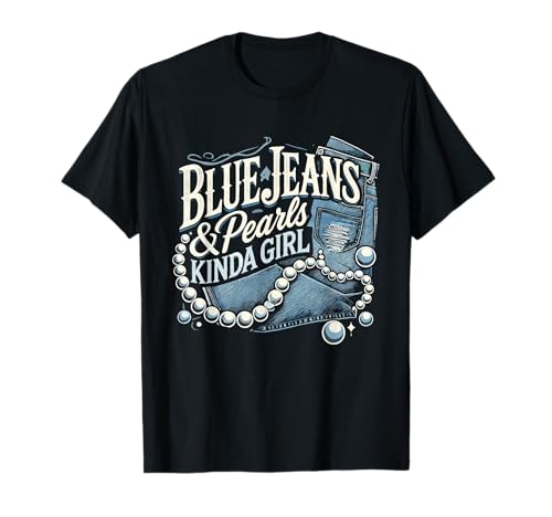 Denim Fabric Blue Jeans Pearls Skinny Jeans Lover T-Shirt