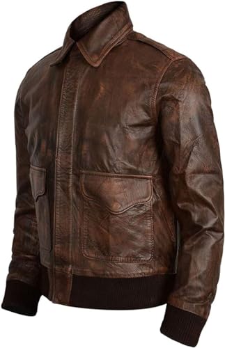 Hide & Seek Men’s A2 Aviator Air Force Cockpit Vintage Bomber Military Flight Pilot WWII Distressed Real Leather Jacket2