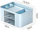 Vimbo Stationary Organiser 7-Grid Desk Organizer with Drawer – Multifunctional Plastic Table Organizer & Pen Holder for School, Office, and Home (Blue)