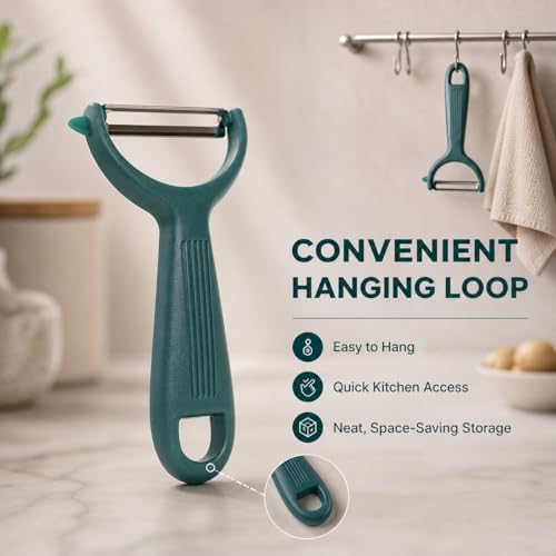Image of Heff Peeler for Vegetables and Fruits with Potato Eye Remover, Teal