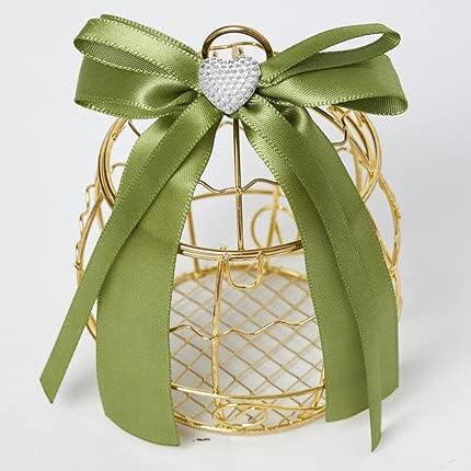 Gold Vintage Retro Bird Cage Candy Boxes Baby Shower Favor Gift Box Mini Metal for Guests Party Birthday Souvenir Material (4,10PCS)