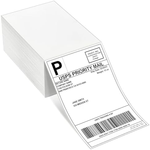 4x6 Thermal Shipping Labels, 500pcs Perforated Fanfold, Compatible Zebra & Rollo Printers and Most Thermal Printer, Perforated, Commercial Grade (500, 4 * 6)