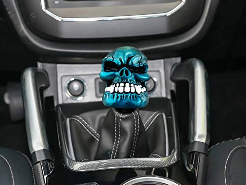 Lunsom Skull Shift Knobs Resin Shifter Head Most Car Transmission Shifting Stick Handle Fit Most Automatic Manual Vehicle (Metal Blue) #TOP4