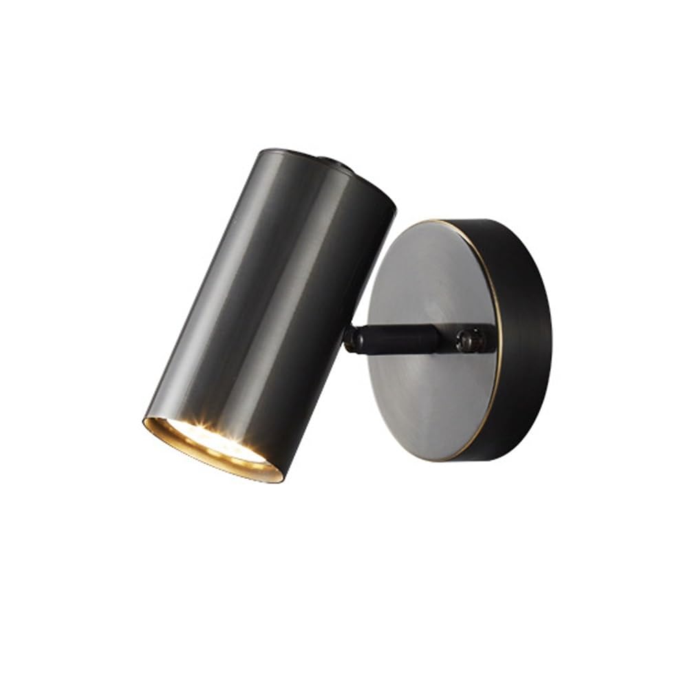 Industrial Brass Wall Light Fixture, Black Wall Sconce, Rotate The Upper and Lower Spotlight 180° Wall Lamp, Copper Wall Lamp Holder Aisle Wall Sconces Corridor Lamp Bedside Reading Light (Color : Bl
