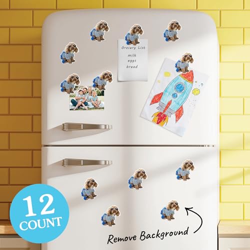 Big Dot of Happiness Custom Fun Face Photo Magnets, Personalized Fridge Magnet Cutouts for Photos, Pet Portraits, Kids, Family, Magnetic Pictures for Kitchen & Home Decor - Set of 12