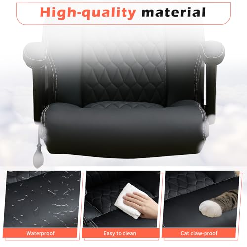 Image of 700lbs Big and Tall Office Chair - Heavy Duty Executive Desk Chair with Inflatable Lumbar Support, Extra Wide Padded Seat, Flip-up Arms, Metal Base & Quiet Rubber Wheels, High Back Ergonomic Chair
