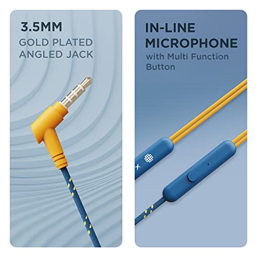 Image of boAt Bassheads 152 Sunburn Edition in Ear Wired Earphones with Mic(Jazzy Blue)