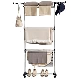 HOMCOM Séchoir à Linge Étendoir Pliable 3 Niveaux 73 x 64 x 177 cm Noir