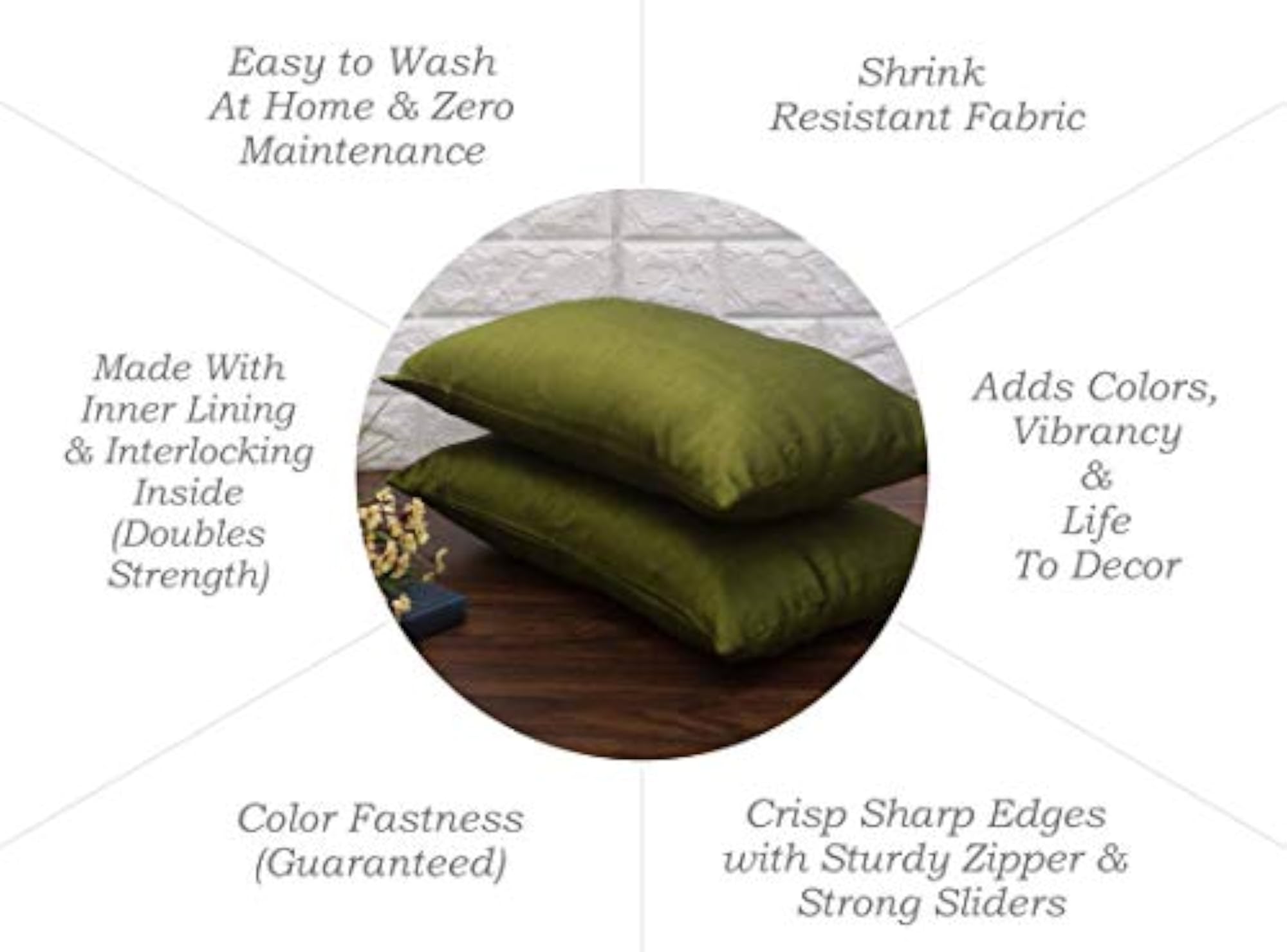Olive Green Solid Long Rectangular Cushion Covers Set of 2