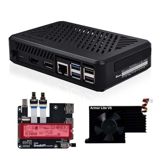 GeeekPi DeskPi Lite Pi5 Case con pulsante di accensione, PCIe a M.2 HAT, Active Cooler, e Dual Full-Size HDMI per Raspberry Pi 5, supporta M.2 NVMe M-Key 2230/2242/2260/2280 SSD