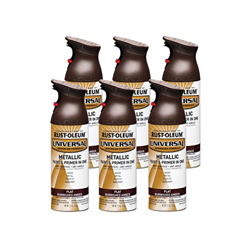 Image of Rust-Oleum 271472-6PK Universal All Surface Metallic Spray Paint, 11 oz, Flat Burnished Amber, 6 Pack