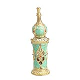 Healifty Nachfüllbare Parfümflaschen im Vintage-/Mitte-Ost-Stil, leere Flasche für ätherische Öle, Hochzeitsgeschenke, 12 ml (Gold und Grün)